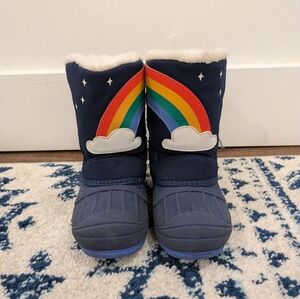 Girls Cat & Jack size 10 rainbow faux fur lined snow boots